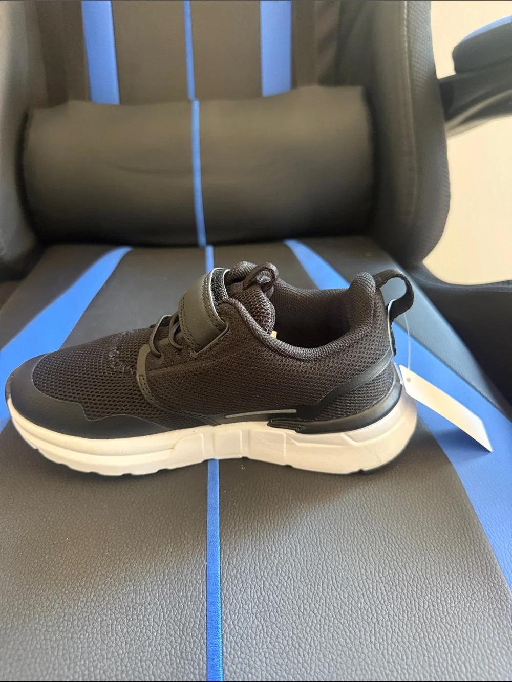 Kids Black Mesh Sneaker with Easy Hook-and-Loop Strap